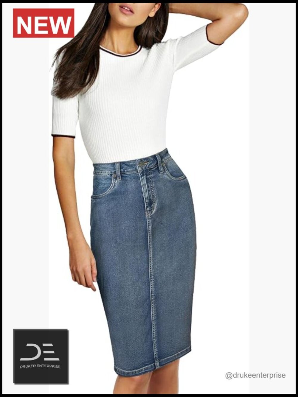 3-Pack Stretch Denim Pencil & Mini Skirts with Pockets